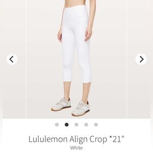 BNWOT - Lululemon Align Crop 21" - White